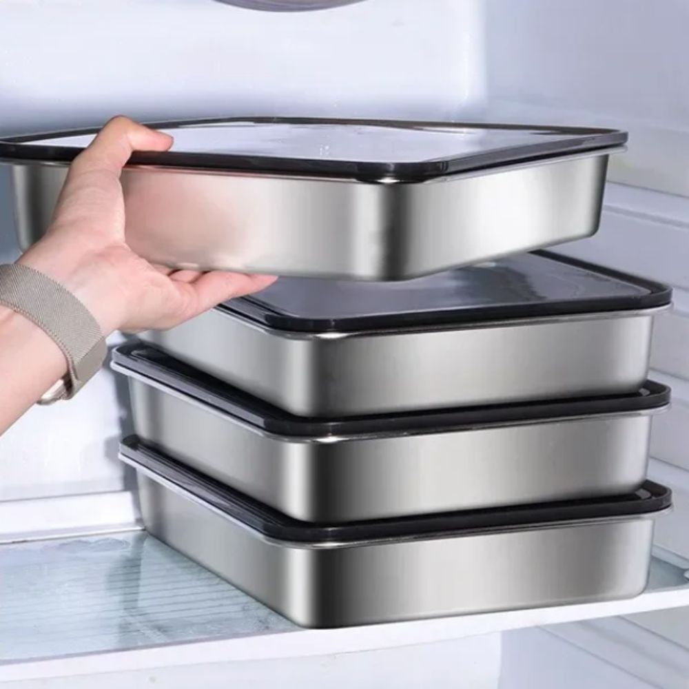 Meal Prep Menu - Prostokątny pojemnik ze stali nierdzewnej do